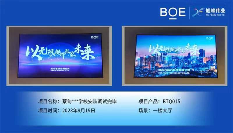 鄂州蔡甸**學(xué)校1樓大廳BTQ015安裝調(diào)試完畢
